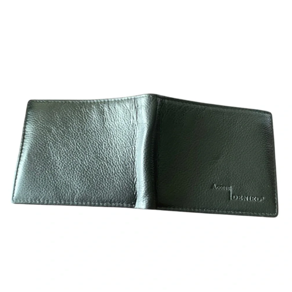 🆕 Access Denied Black Leather Wallet RF ID Lock Card Holder